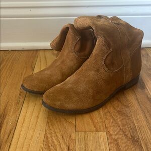 Vince Camuto Brown Ankle Booties with Suede Finish